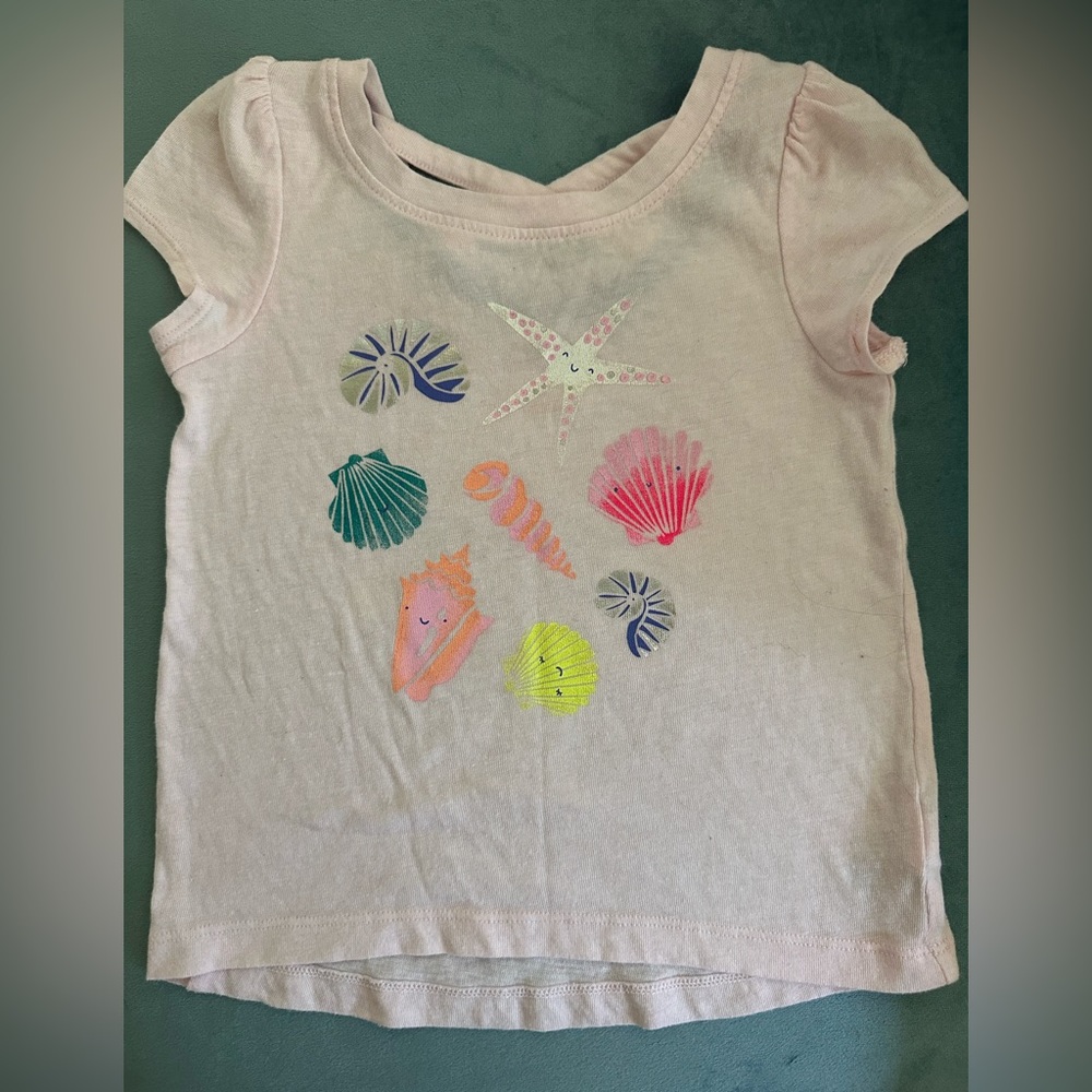 EUC Cat and Jack 3T Light Pink Shirt with Seashell Print